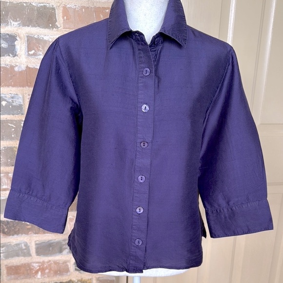 Chico’s Purple Dupioni Silk Tailored Top or Jacket Button Front Sz 1 (SM/8) - Picture 10 of 10